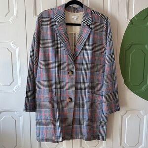 Black Blue and Red Plaid Blazer